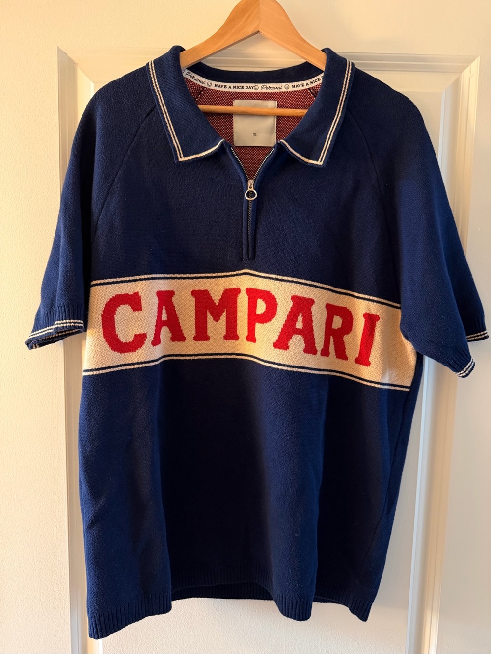 Limited Edition Percival x Campari Navy Short-Sleeve Polo
